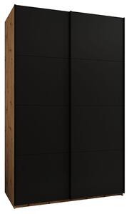 Šatní skříň LUX 1 s posuvnými dveřmi, 150×245,5×64 Dub Artisan / černá / černé