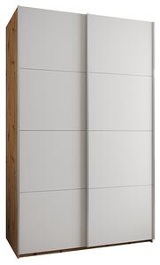 Šatní skříň LUX 1 s posuvnými dveřmi, 150×245,5×64 Dub Artisan / bílá / stříbrné