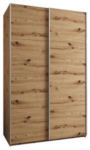 Šatní skříň LUX 1 s posuvnými dveřmi, 150×245,5×64 Dub Artisan / stříbrné