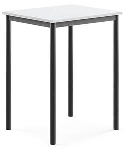 AJ Produkty Stůl BORÅS, 700x600x900 mm, antracitově šedé nohy, HPL deska, bílá