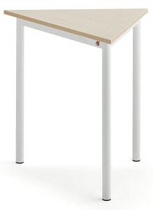 AJ Produkty Stůl BORÅS TRIANGEL, 800x700x720 mm, bílé nohy, HPL deska, bříza