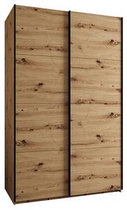 Šatní skříň LUX 1 s posuvnými dveřmi, 150×245,5×64 Dub Artisan / černé