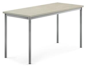AJ Produkty Stůl SONITUS, 1400x600x720 mm, stříbrné nohy, deska s linoleem, šedá