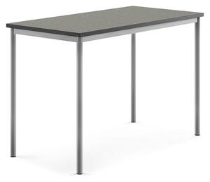 AJ Produkty Stůl SONITUS, 1400x700x900 mm, stříbrné nohy, deska s linoleem, tmavě šedá