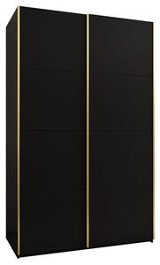Šatní skříň LUX 1 s posuvnými dveřmi, 150×245,5×64 Černá / zlaté