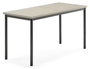 AJ Produkty Stůl SONITUS, 1400x600x720 mm, antracitově šedé nohy, deska s linoleem, šedá