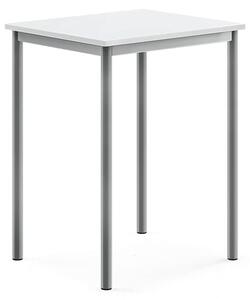 AJ Produkty Stůl BORÅS, 700x600x900 mm, stříbrné nohy, HPL deska, bílá
