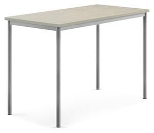 AJ Produkty Stůl SONITUS, 1400x700x900 mm, stříbrné nohy, deska s linoleem, šedá