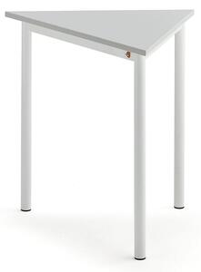 AJ Produkty Stůl SONITUS TRIANGEL, 800x700x720 mm, bílé nohy, HPL deska tlumící hluk, šedá