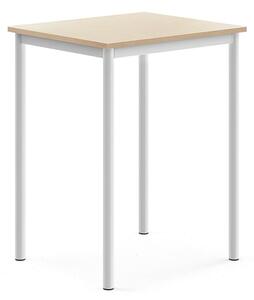 AJ Produkty Stůl BORÅS, 700x600x900 mm, bílé nohy, HPL deska, bříza