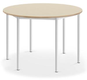AJ Produkty Stůl BORÅS, Ø1200x760 mm, bílé nohy, HPL deska, bříza