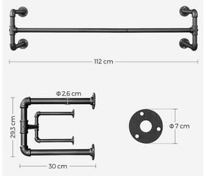 Sada 2x nástěnný věšák na ramínka LINEA 112x30x30 cm černá