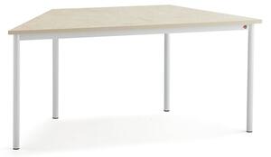 AJ Produkty Stůl SONITUS TRAPETS, 1600x800x720 mm, bílé nohy, deska s linoleem, béžová