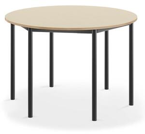 AJ Produkty Stůl BORÅS, Ø1200x760 mm, antracitově šedé nohy, HPL deska, bříza