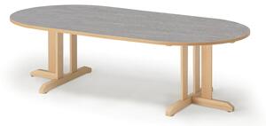 AJ Produkty Stůl KUPOL, 2000x1000x500 mm, oválný, akustické linoleum, bříza/šedá