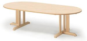 AJ Produkty Stůl KUPOL, 2000x1000x500 mm, oválný, akustické linoleum, bříza/béžová