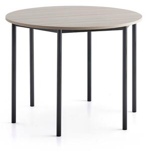 AJ Produkty Stůl BORÅS PLUS, Ø1200x900 mm, antracitově šedé nohy, HPL deska, jasan
