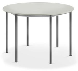 AJ Produkty Stůl BORÅS, Ø1200x760 mm, stříbrné nohy, HPL deska, šedá
