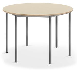 AJ Produkty Stůl BORÅS, Ø1200x760 mm, stříbrné nohy, HPL deska, bříza