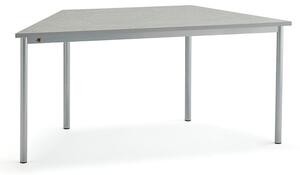AJ Produkty Stůl SONITUS TRAPETS, 1600x800x720 mm, stříbrné nohy, deska s linoleem, šedá