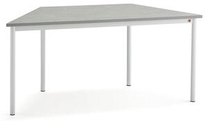 AJ Produkty Stůl SONITUS TRAPETS, 1600x800x720 mm, bílé nohy, deska s linoleem, šedá
