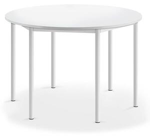 AJ Produkty Stůl BORÅS, Ø1200x760 mm, bílé nohy, HPL deska, bílá
