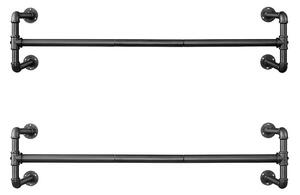 Sada 2x nástěnný věšák na ramínka LINEA 112x30x30 cm černá