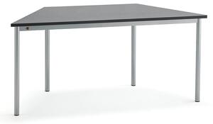 AJ Produkty Stůl SONITUS TRAPETS, 1600x800x720 mm, stříbrné nohy, deska s linoleem, tmavě šedá