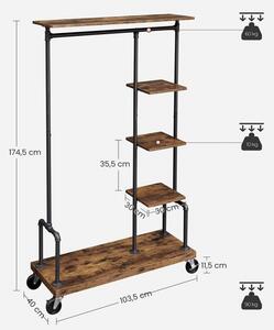 Mobilní stojanový věšák LINEA hnědá/černá
