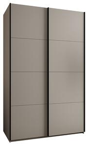 Šatní skříň LUX 1 s posuvnými dveřmi, 150×245,5×64 Kašmír / černé