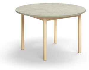 AJ Produkty Stůl DECIBEL, Ø1200x720 mm, akustické linoleum, bříza/šedá