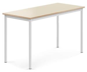 AJ Produkty Stůl SONITUS, 1200x600x720 mm, bílé nohy, HPL deska tlumící hluk, bříza