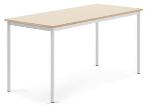 AJ Produkty Stůl BORÅS, 1600x700x760 mm, bílé nohy, HPL deska, bříza