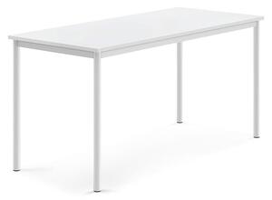 AJ Produkty Stůl SONITUS, 1600x700x760 mm, bílé nohy, HPL deska tlumící hluk, bílá
