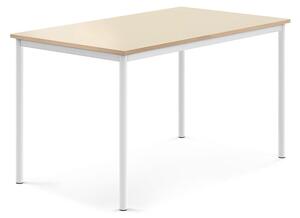 AJ Produkty Stůl BORÅS, 1400x800x760 mm, bílé nohy, HPL deska, bříza