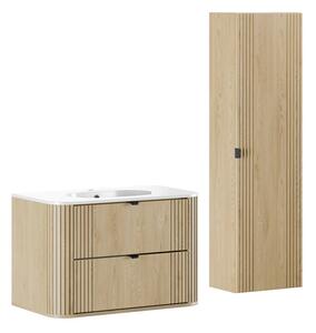 Comad Koupelnová sestava Ovalia Pure se skříňkami a zápustným umyvadlem 80 cm dub Cremona