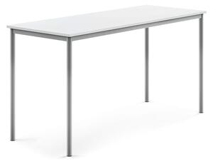 AJ Produkty Stůl BORÅS, 1800x700x900 mm, stříbrné nohy, HPL deska, bílá