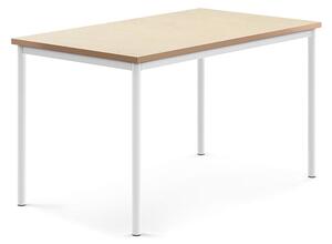 AJ Produkty Stůl SONITUS, 1400x800x760 mm, bílé nohy, deska s linoleem, béžová
