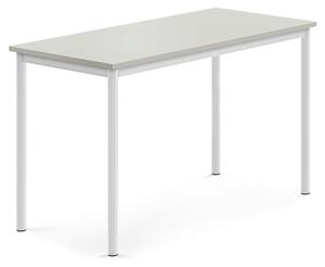 AJ Produkty Stůl SONITUS, 1200x600x720 mm, bílé nohy, HPL deska tlumící hluk, šedá