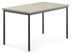 AJ Produkty Stůl SONITUS, 1400x800x760 mm, antracitově šedé nohy, deska s linoleem, šedá