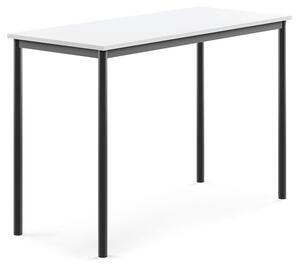 AJ Produkty Stůl BORÅS, 1400x600x900 mm, antracitově šedé nohy, HPL deska, bílá