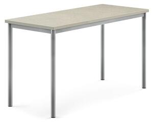 AJ Produkty Stůl SONITUS, 1400x600x760 mm, stříbrné nohy, deska s linoleem, šedá