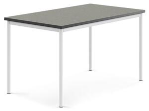 AJ Produkty Stůl SONITUS, 1400x800x760 mm, bílé nohy, deska s linoleem, tmavě šedá