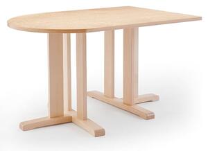 AJ Produkty Stůl KUPOL, 1400x800x720 mm, půlovál, akustické linoleum, bříza/béžová
