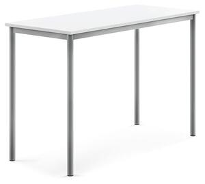 AJ Produkty Stůl BORÅS, 1400x600x900 mm, stříbrné nohy, HPL deska, bílá