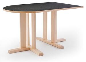 AJ Produkty Stůl KUPOL, 1400x800x720 mm,půlovál, akustické linoleum, bříza/tmavě šedá