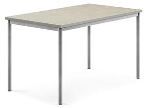 AJ Produkty Stůl SONITUS, 1400x800x760 mm, stříbrné nohy, deska s linoleem, šedá