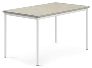 AJ Produkty Stůl SONITUS, 1400x800x760 mm, bílé nohy, deska s linoleem, šedá