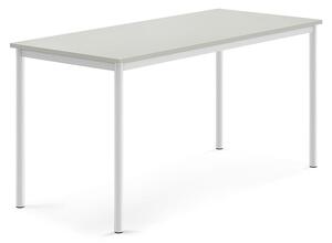 AJ Produkty Stůl BORÅS, 1600x700x760 mm, bílé nohy, HPL deska, šedá