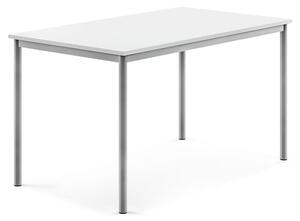 AJ Produkty Stůl SONITUS, 1400x800x760 mm, stříbrné nohy, HPL deska tlumící hluk, bílá
